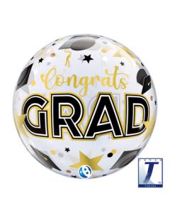 22in Bubble Balloon Congrats Grad Stars & Dots